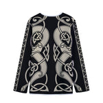 Viking Wolves Symbol Print Long Sleeve Short Coat