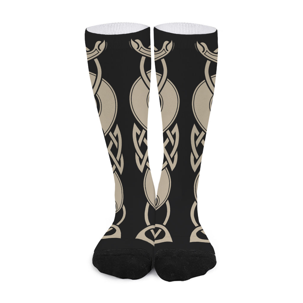 Viking Wolves Symbol Print Long Socks