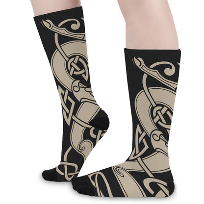 Viking Wolves Symbol Print Long Socks