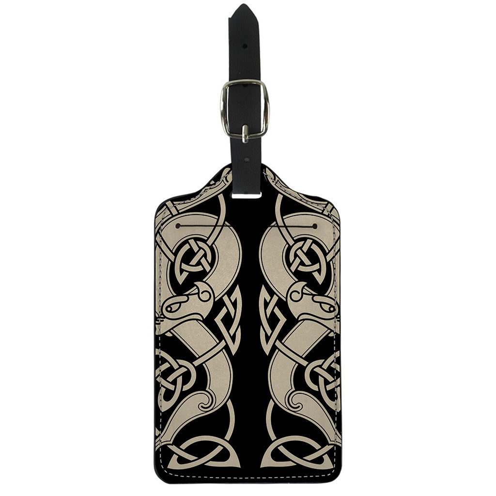 Viking Wolves Symbol Print Luggage Tag