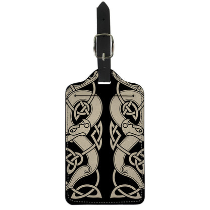 Viking Wolves Symbol Print Luggage Tag
