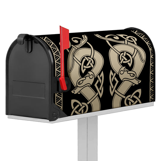 Viking Wolves Symbol Print Mailbox Cover