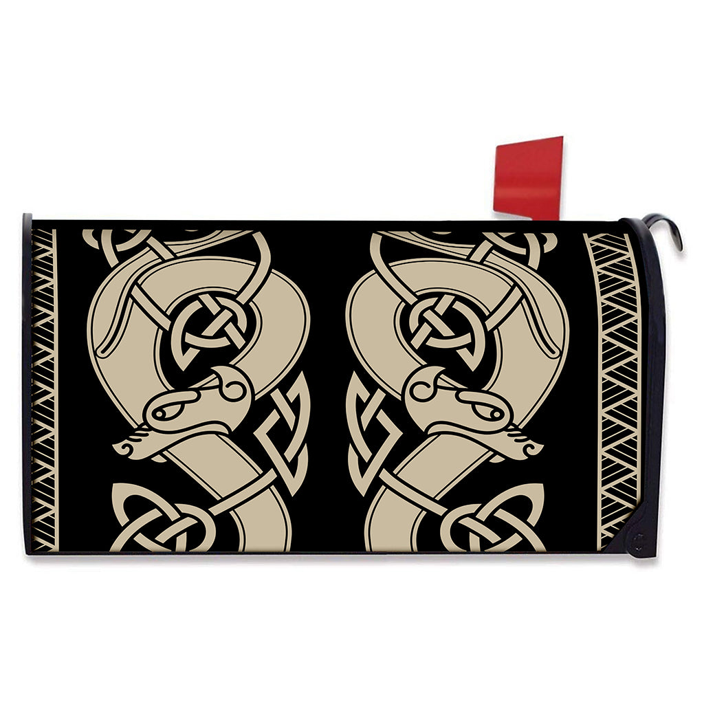 Viking Wolves Symbol Print Mailbox Cover