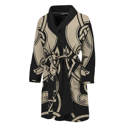 Viking Wolves Symbol Print Men's Bathrobe