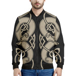Viking Wolves Symbol Print Men's Bomber Jacket