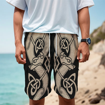 Viking Wolves Symbol Print Men's Cargo Shorts