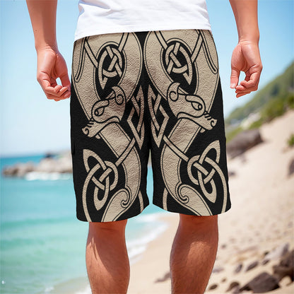 Viking Wolves Symbol Print Men's Cargo Shorts