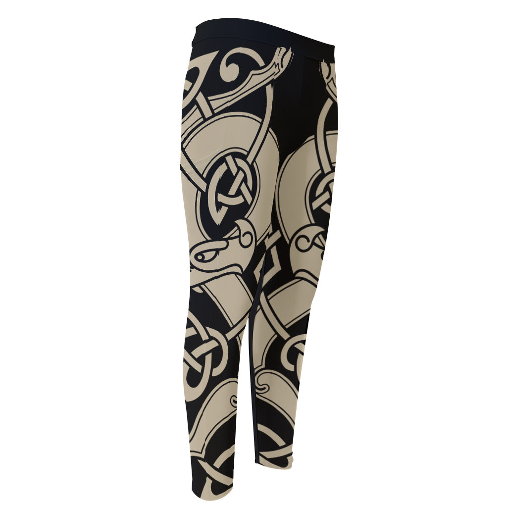 Viking Wolves Symbol Print Men's Compression Pants