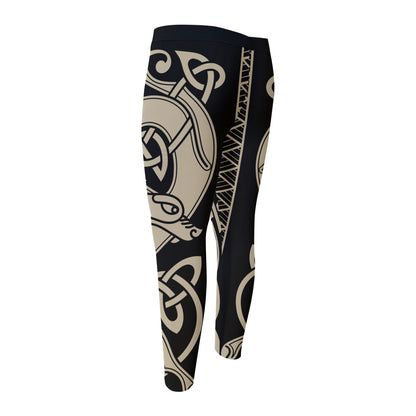 Viking Wolves Symbol Print Men's Compression Pants