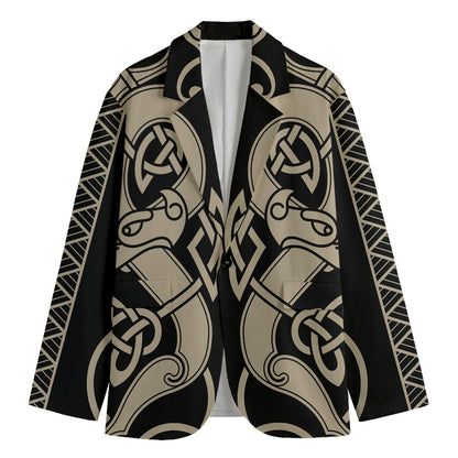 Viking Wolves Symbol Print Men's Cotton Blazer