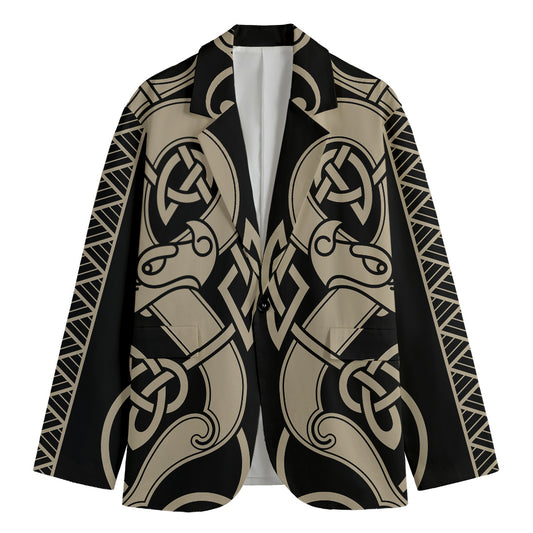 Viking Wolves Symbol Print Men's Cotton Blazer