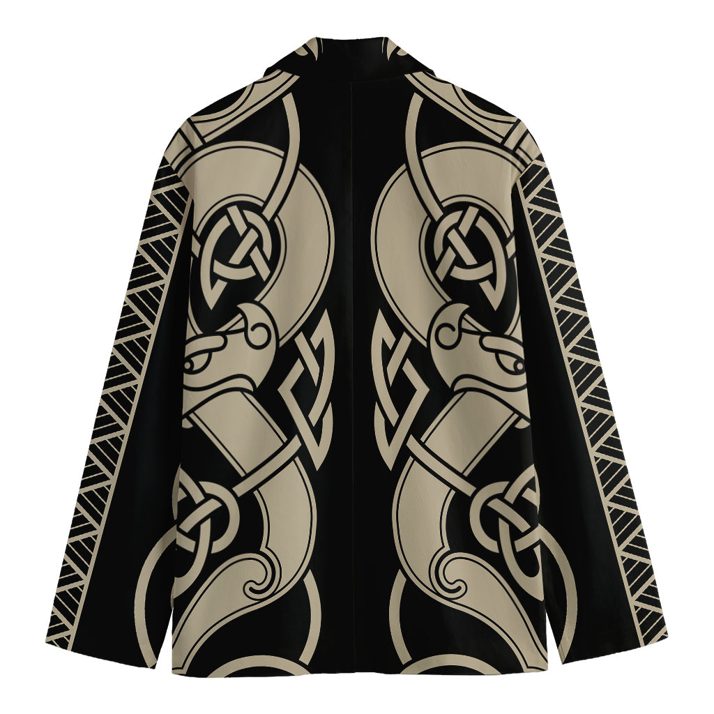 Viking Wolves Symbol Print Men's Cotton Blazer
