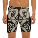 Viking Wolves Symbol Print Men's Long Boxer Briefs