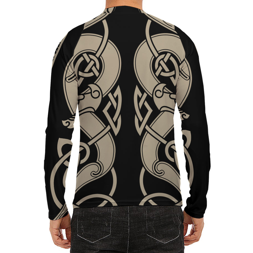 Viking Wolves Symbol Print Men's Long Sleeve Rash Guard