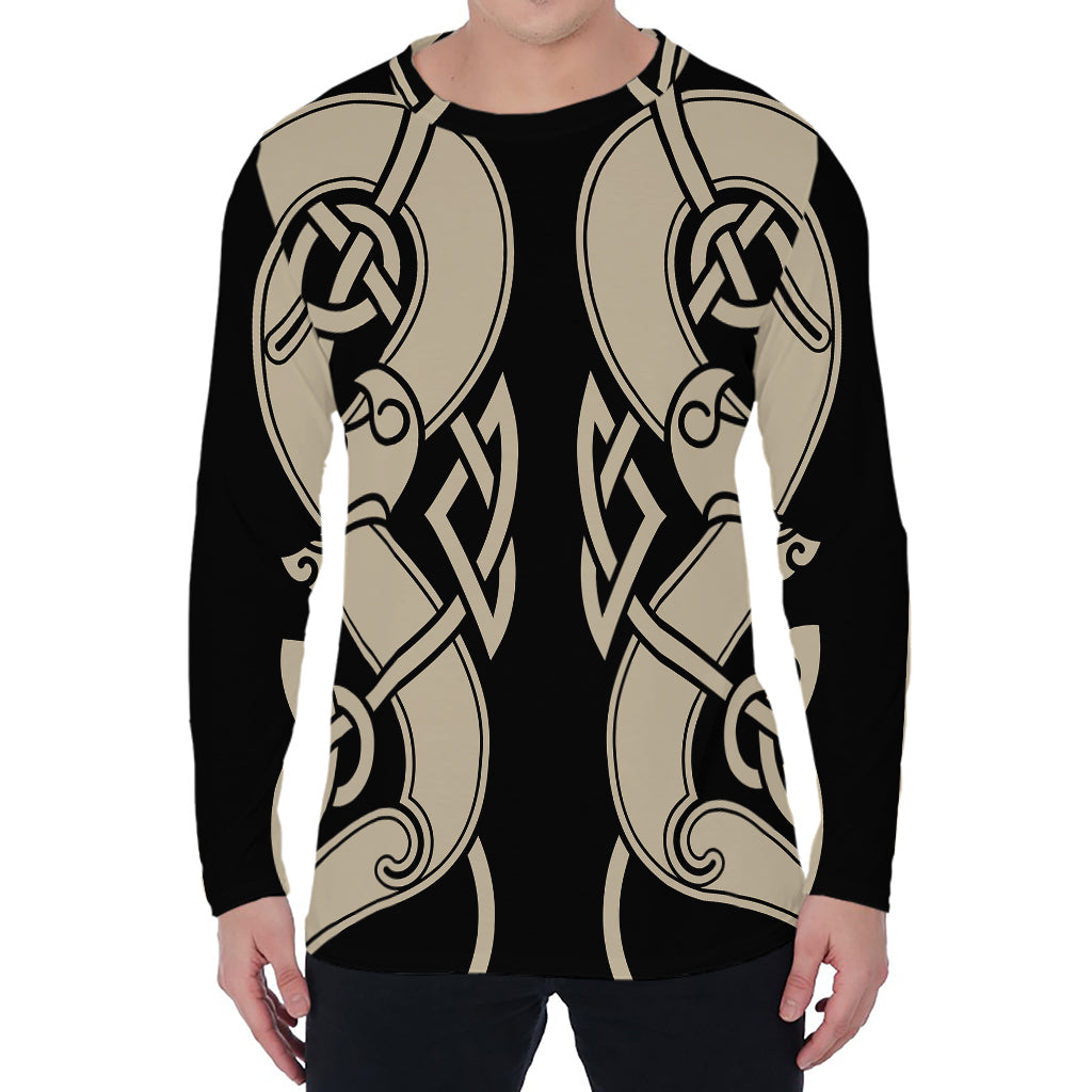Viking Wolves Symbol Print Men's Long Sleeve T-Shirt
