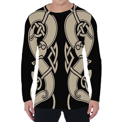 Viking Wolves Symbol Print Men's Long Sleeve T-Shirt