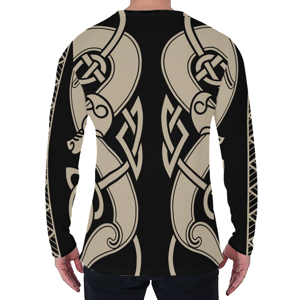 Viking Wolves Symbol Print Men's Long Sleeve T-Shirt