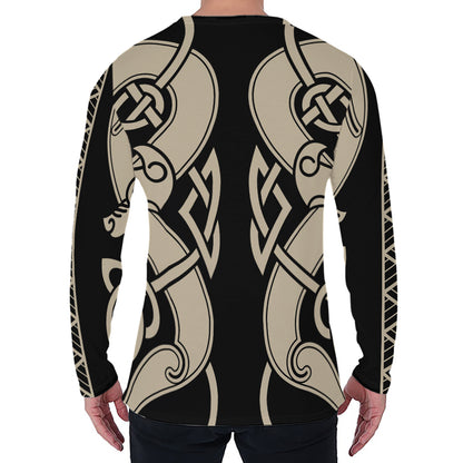 Viking Wolves Symbol Print Men's Long Sleeve T-Shirt