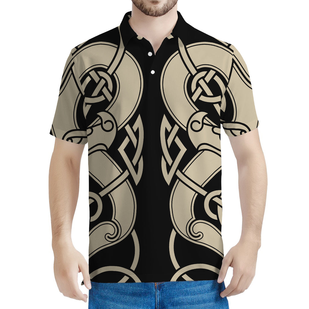 Viking Wolves Symbol Print Men's Polo Shirt