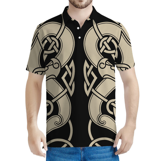 Viking Wolves Symbol Print Men's Polo Shirt