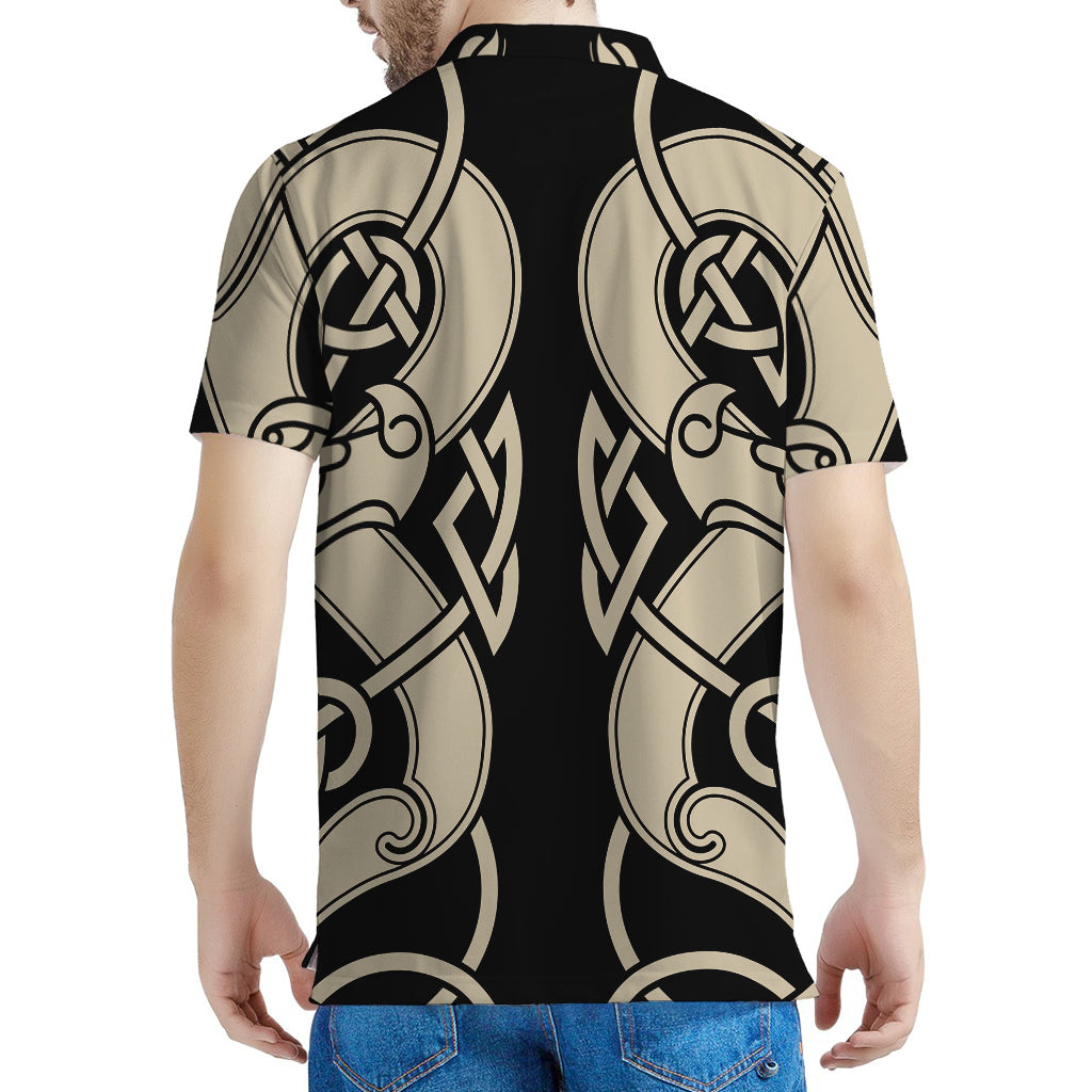 Viking Wolves Symbol Print Men's Polo Shirt