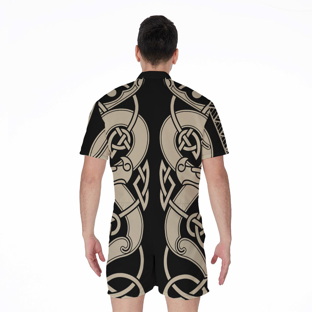 Viking Wolves Symbol Print Men's Rompers