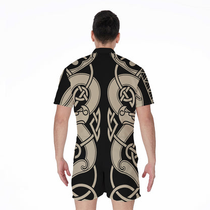 Viking Wolves Symbol Print Men's Rompers