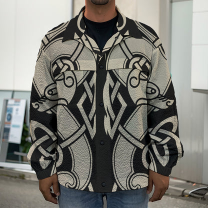 Viking Wolves Symbol Print Men's Shirt Jacket