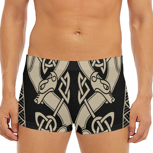 Viking Wolves Symbol Print Men's Short Boxer Briefs