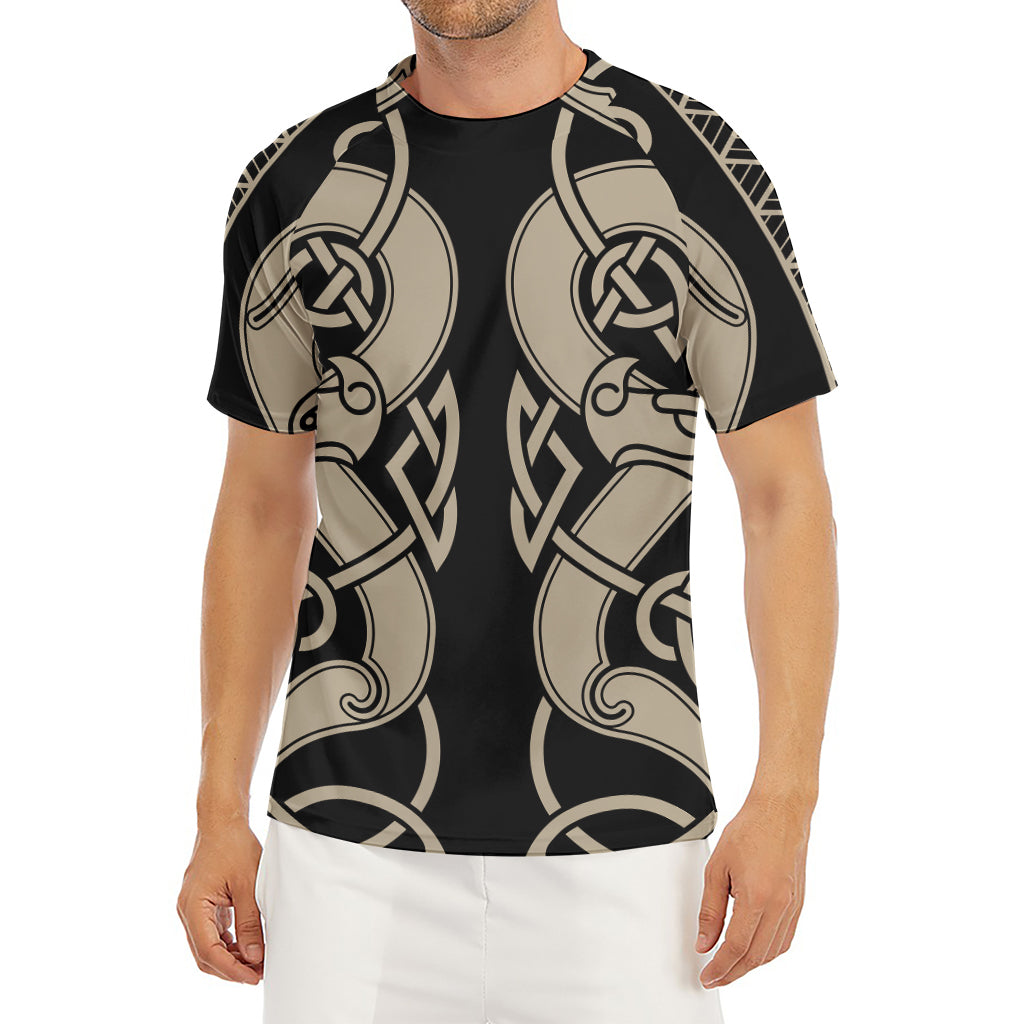 Viking Wolves Symbol Print Men's Short Sleeve Rash Guard