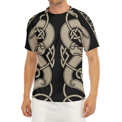 Viking Wolves Symbol Print Men's Short Sleeve Rash Guard