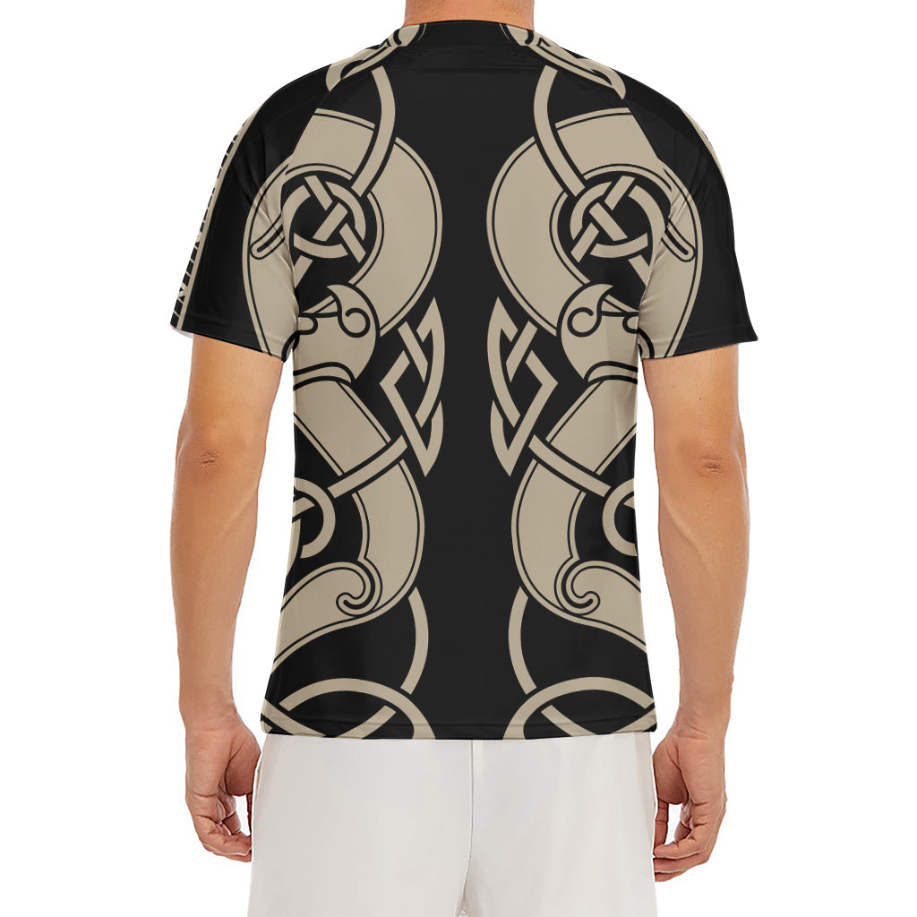 Viking Wolves Symbol Print Men's Short Sleeve Rash Guard