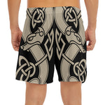 Viking Wolves Symbol Print Men's Split Running Shorts