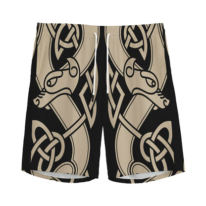 Viking Wolves Symbol Print Men's Sports Shorts