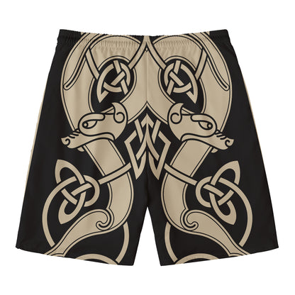 Viking Wolves Symbol Print Men's Swim Trunks