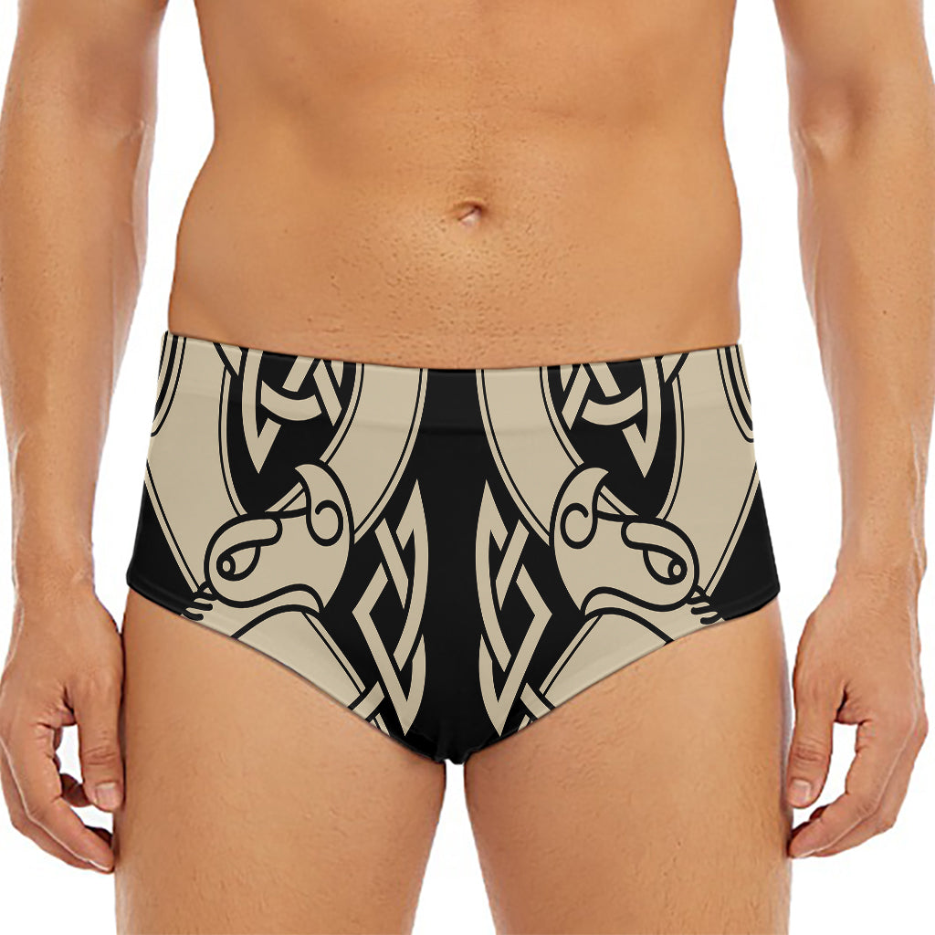 Viking Wolves Symbol Print Men's Triangle Swim Briefs