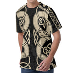 Viking Wolves Symbol Print Men's Velvet T-Shirt