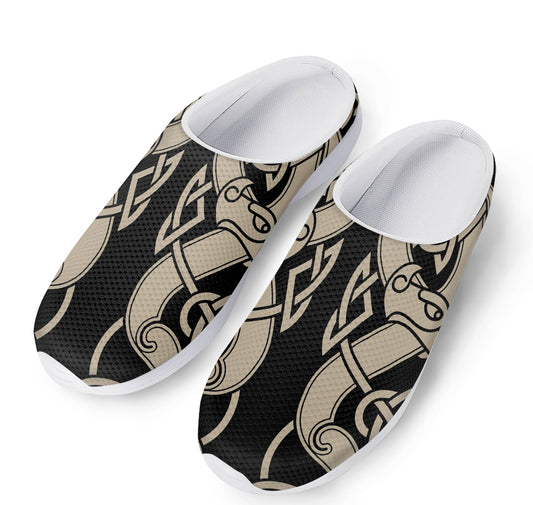 Viking Wolves Symbol Print Mesh Casual Shoes