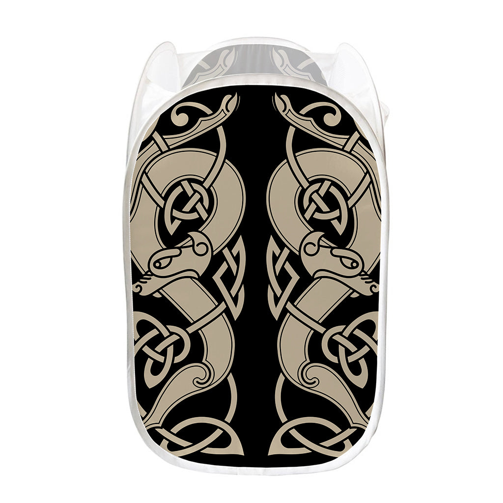 Viking Wolves Symbol Print Mesh Laundry Hamper