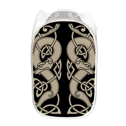 Viking Wolves Symbol Print Mesh Laundry Hamper