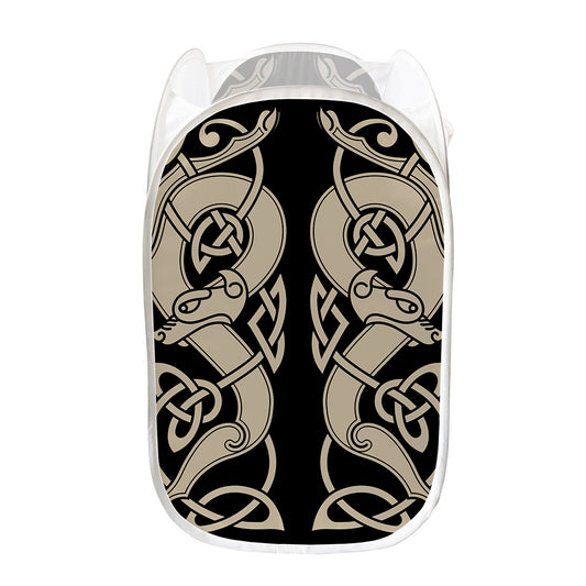 Viking Wolves Symbol Print Mesh Laundry Hamper
