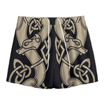 Viking Wolves Symbol Print Mesh Shorts