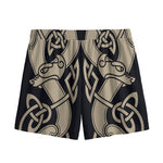 Viking Wolves Symbol Print Mesh Shorts