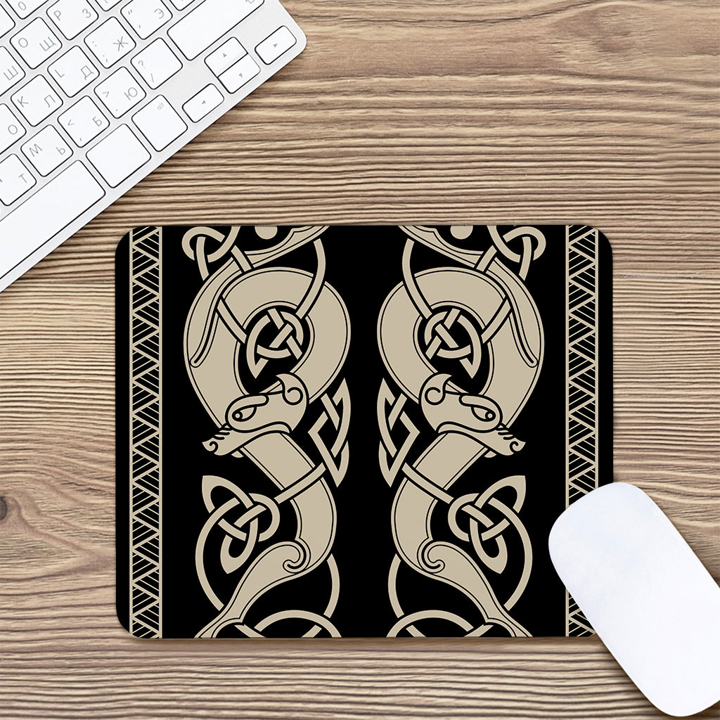 Viking Wolves Symbol Print Mouse Pad