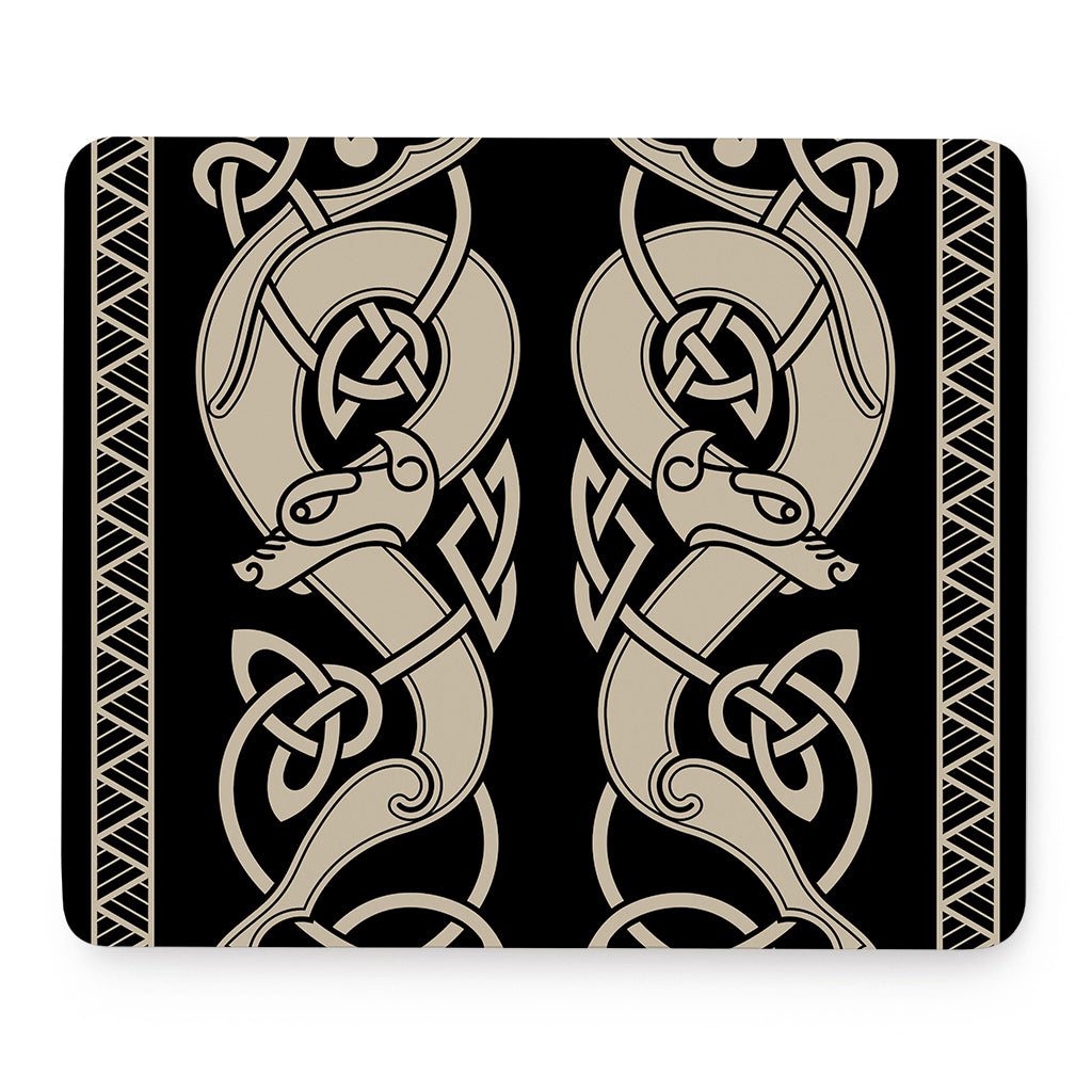 Viking Wolves Symbol Print Mouse Pad