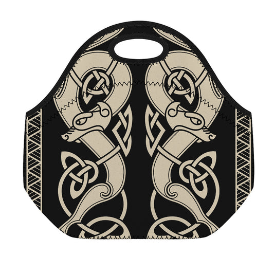 Viking Wolves Symbol Print Neoprene Lunch Bag