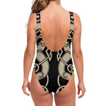 Viking Wolves Symbol Print One Piece Swimsuit