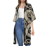 Viking Wolves Symbol Print Open Front Beach Cover Up