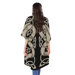 Viking Wolves Symbol Print Open Front Beach Cover Up