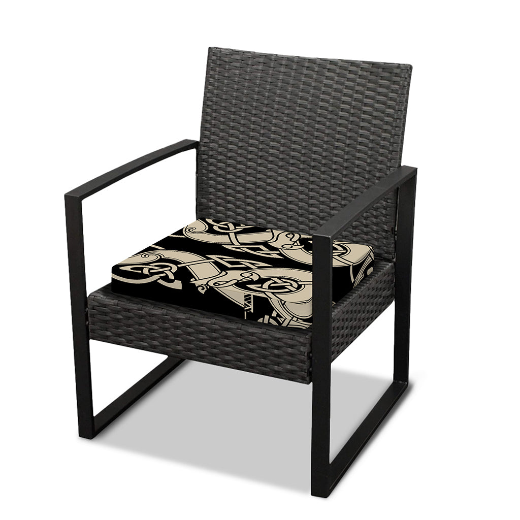 Viking Wolves Symbol Print Outdoor Seat Cushion Cover